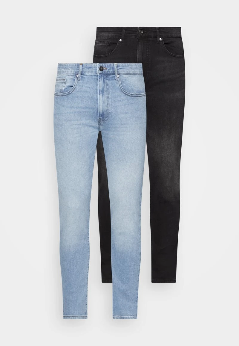 Pier One 2 PACK - Jeans Skinny Fit - Light Blue/black