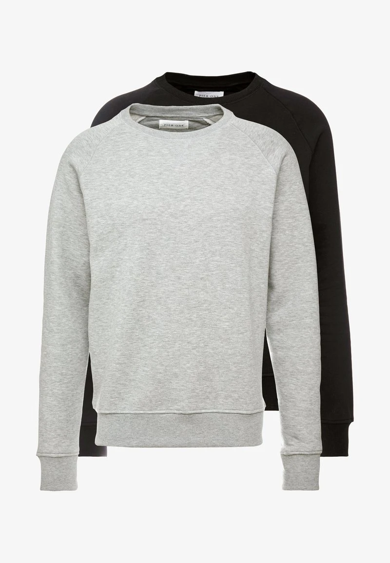 Pier One 2 PACK - Sweatshirt - Mottled Light Grey/black – Bild 5