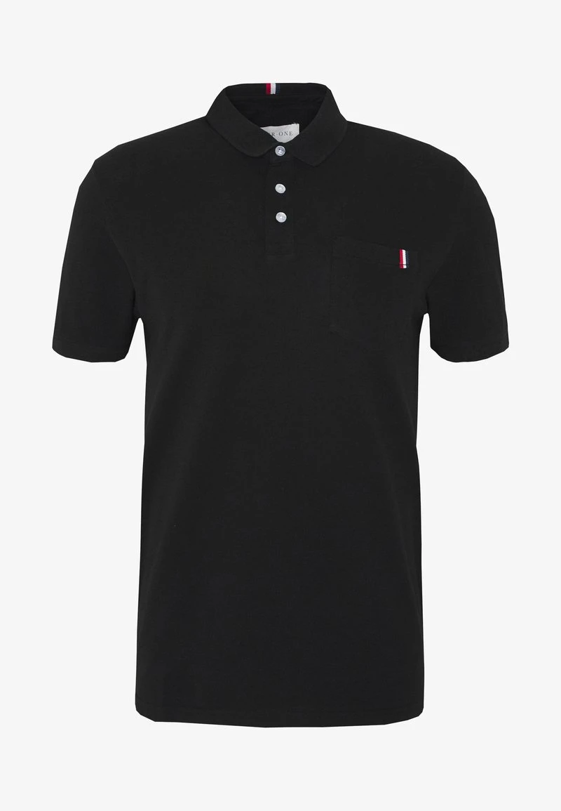 Pier One TRICOLORE TRIM POLO - Poloshirt - Black